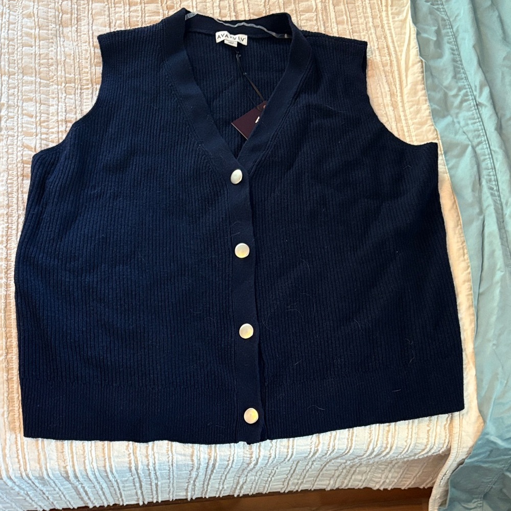 Navy Blue Button-Up Vest